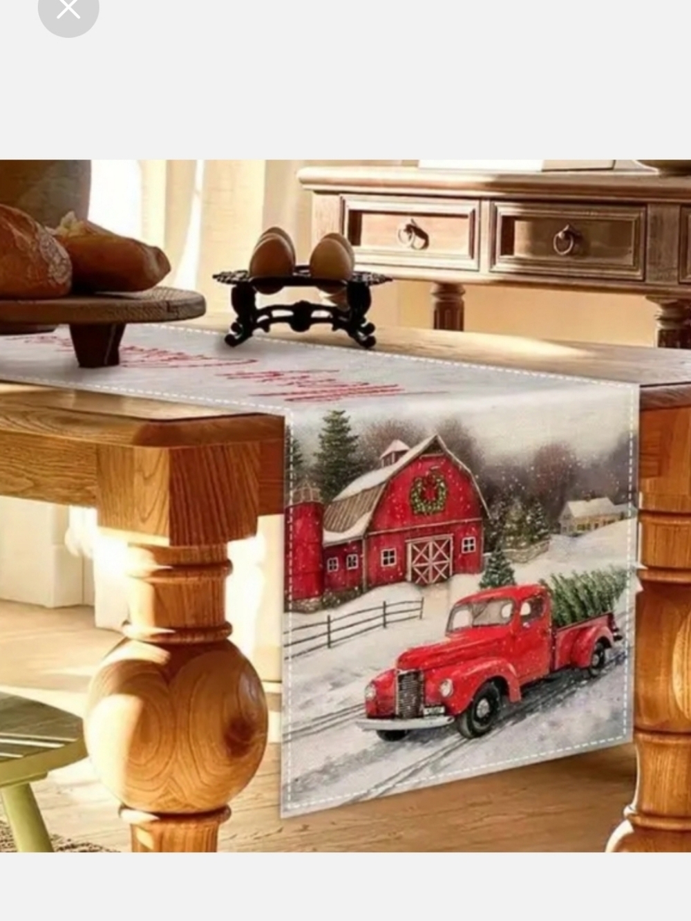 🎄Christmas Festive Red Truck Holiday Table Runner